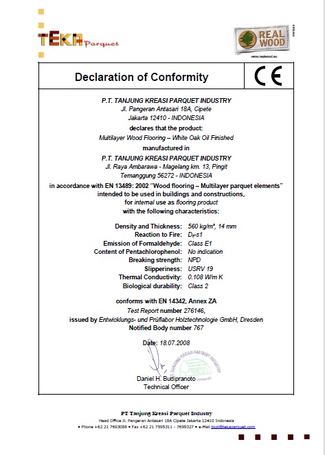 Real Wood Certificate